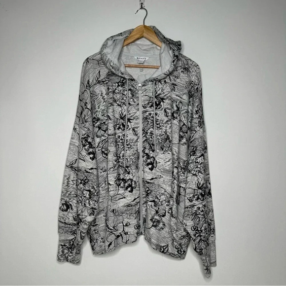 Athleta Grey Eden Floral Balance Zip-Up Hooded Sweatshirt Size 2X - Picture 3 of 10